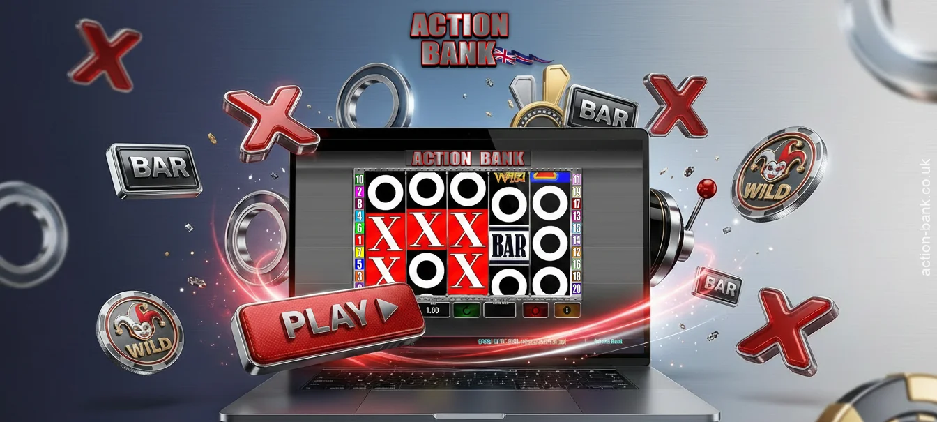 To play Action Bank in the UK, select your bet amount, spin the reels, and land winning combinations